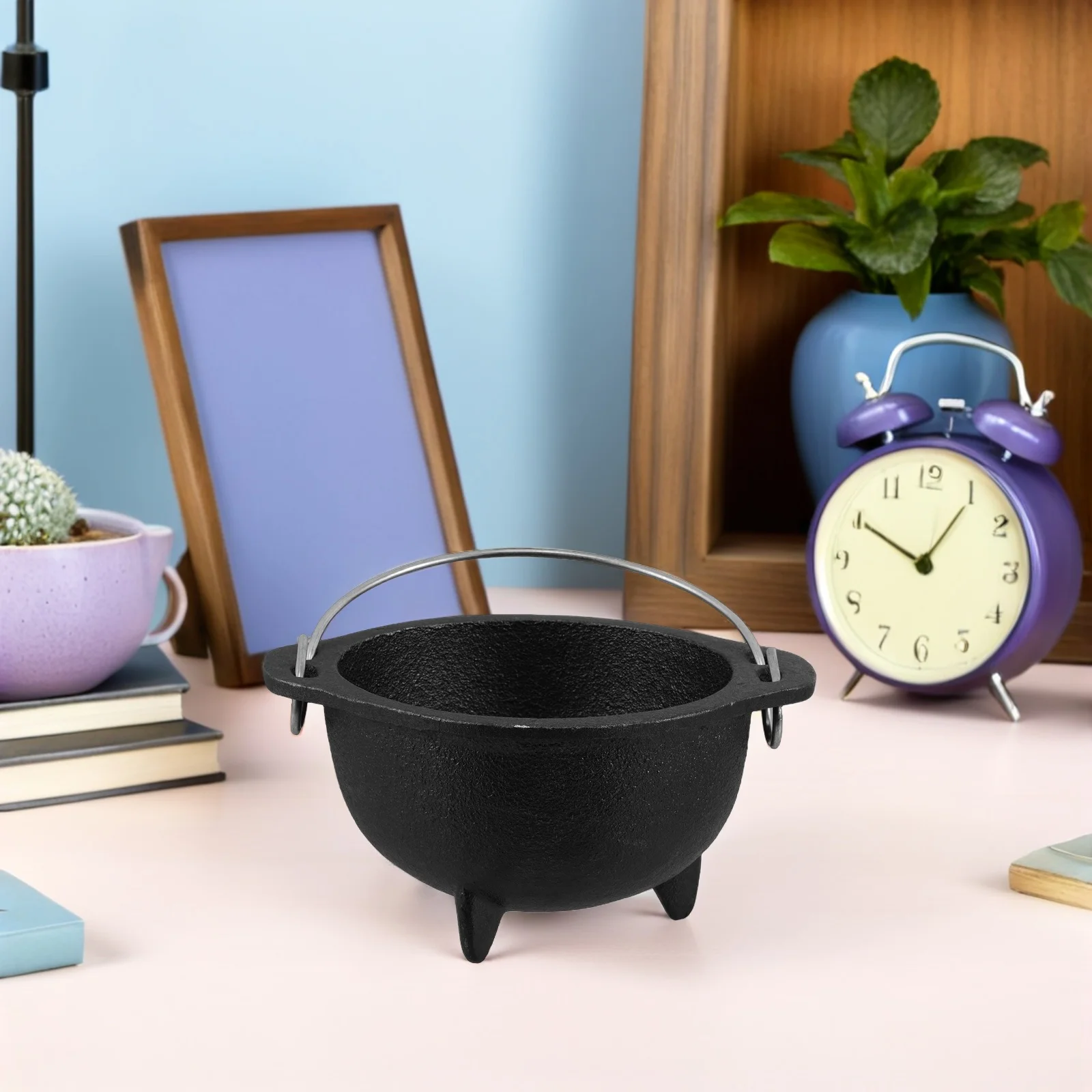 Cast Iron Incense Burner Bowl Rustic Black Halloween Cauldron Pot For Aroma Meditation Holder Party Treat Serving