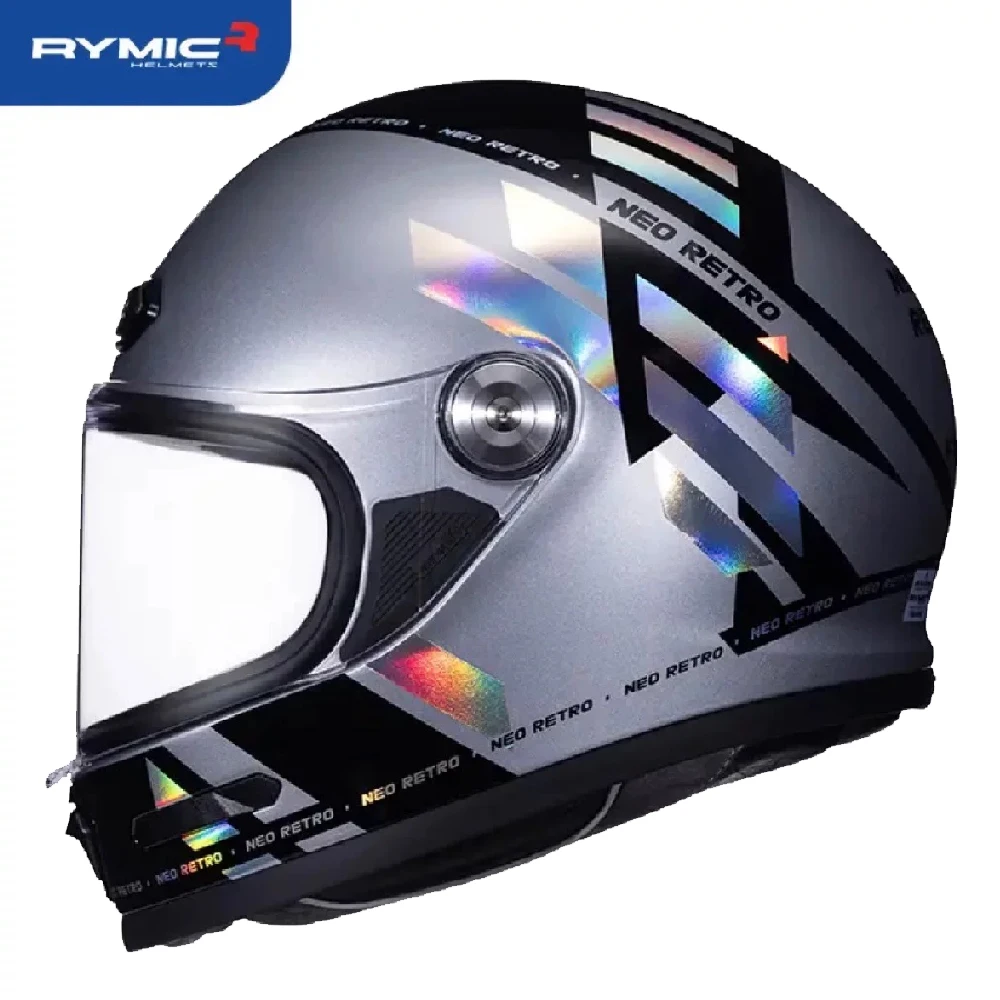 RYMIC V80 Laser Motorcycle Helmet DOT ECE Certification Retro Full Face Off Road Helmet Cascos Para Motos Capacete Casco Moto