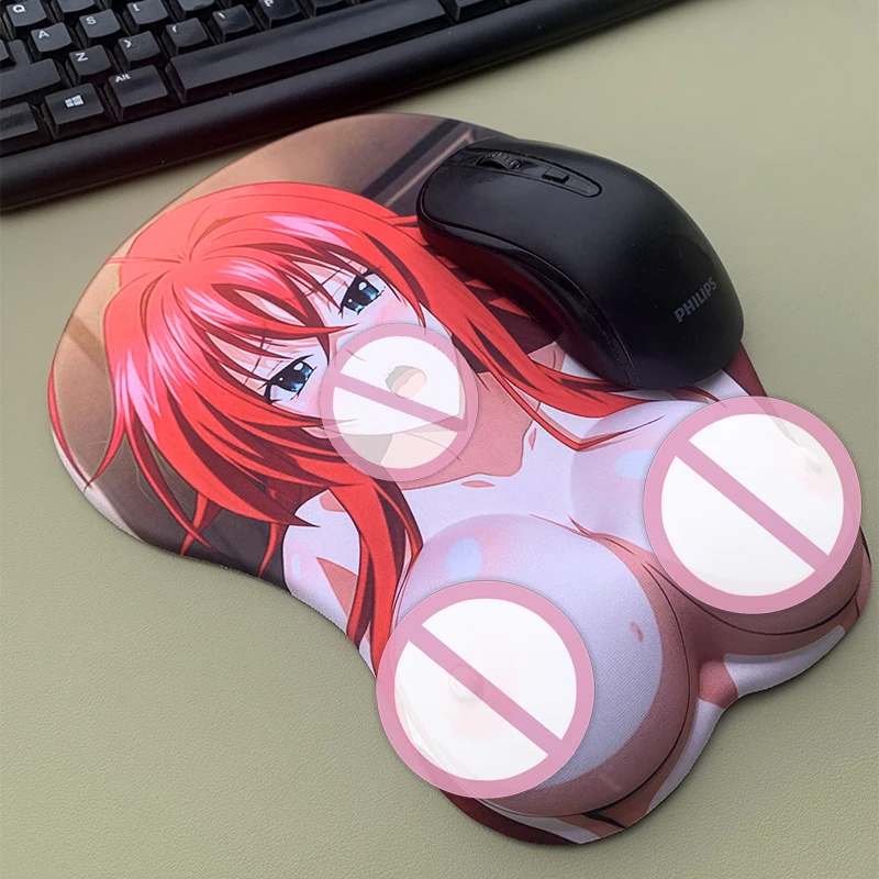 المدرسة الثانوية D × D Rias Gremory ثلاثية الأبعاد مثير الجمال Oppai ماوس الوسادة مع مسند المعصم أنيمي الثدي سيليكون ألعاب الكمبيوتر لتقوم بها بنفسك حصيرة مكتبية Customi