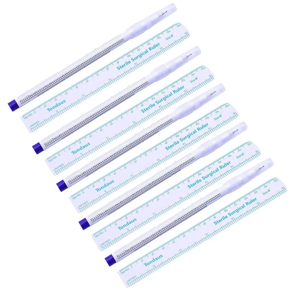 5Pcs/set good tips Markers Skin Marker Pen Sterile Pen with Paper Measuring Ruler