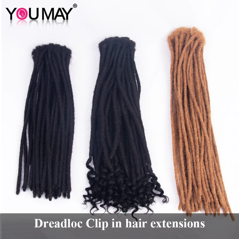 Dreadloc-extensiones de cabello humano Afro, Clip trenzado de 40 piezas, extensión de cabello con trenzas de ganchillo, Youmay