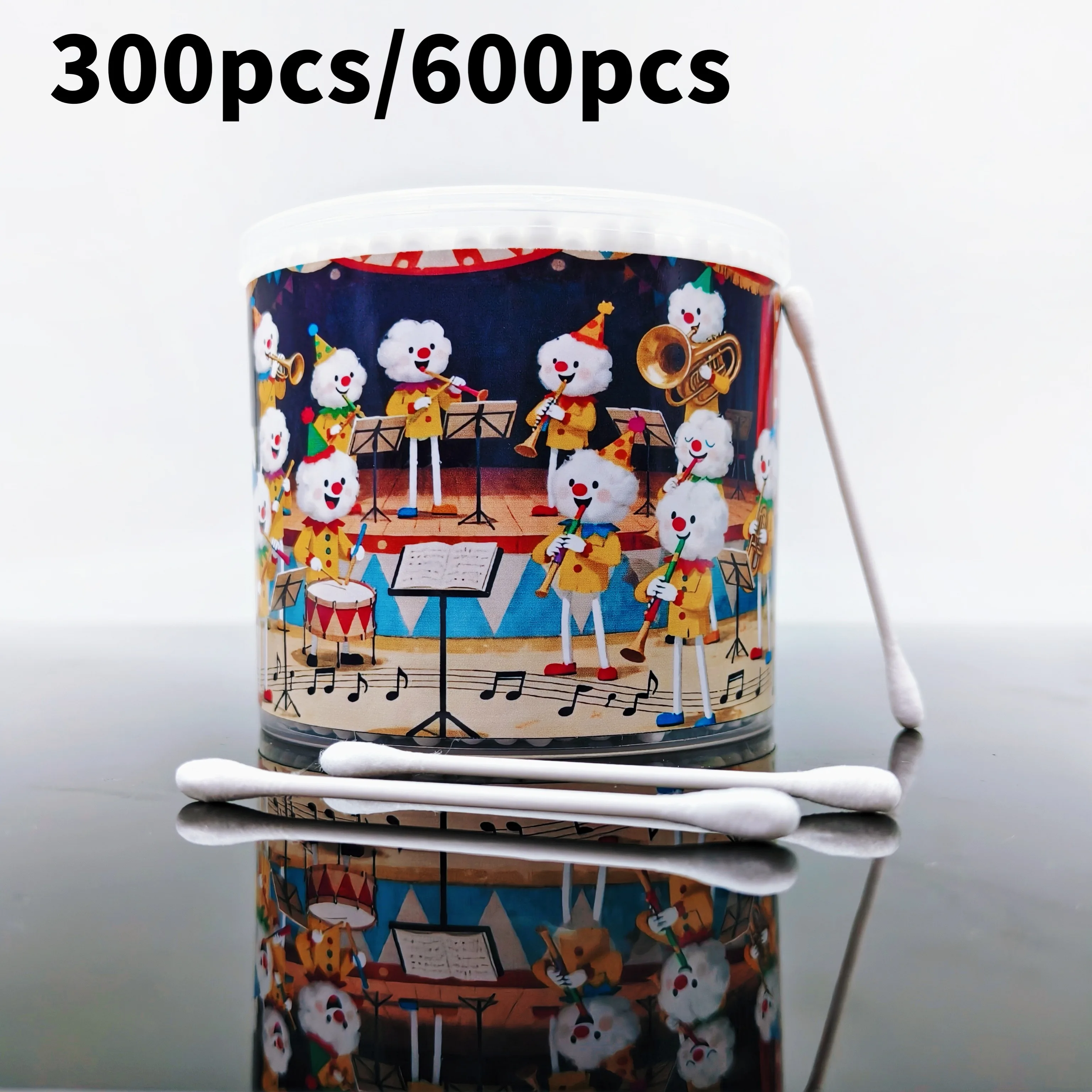 300pcs/600pcs music concert theme cotton swab stick, love music, double headed cotton swab, double round thick stick cotton swab