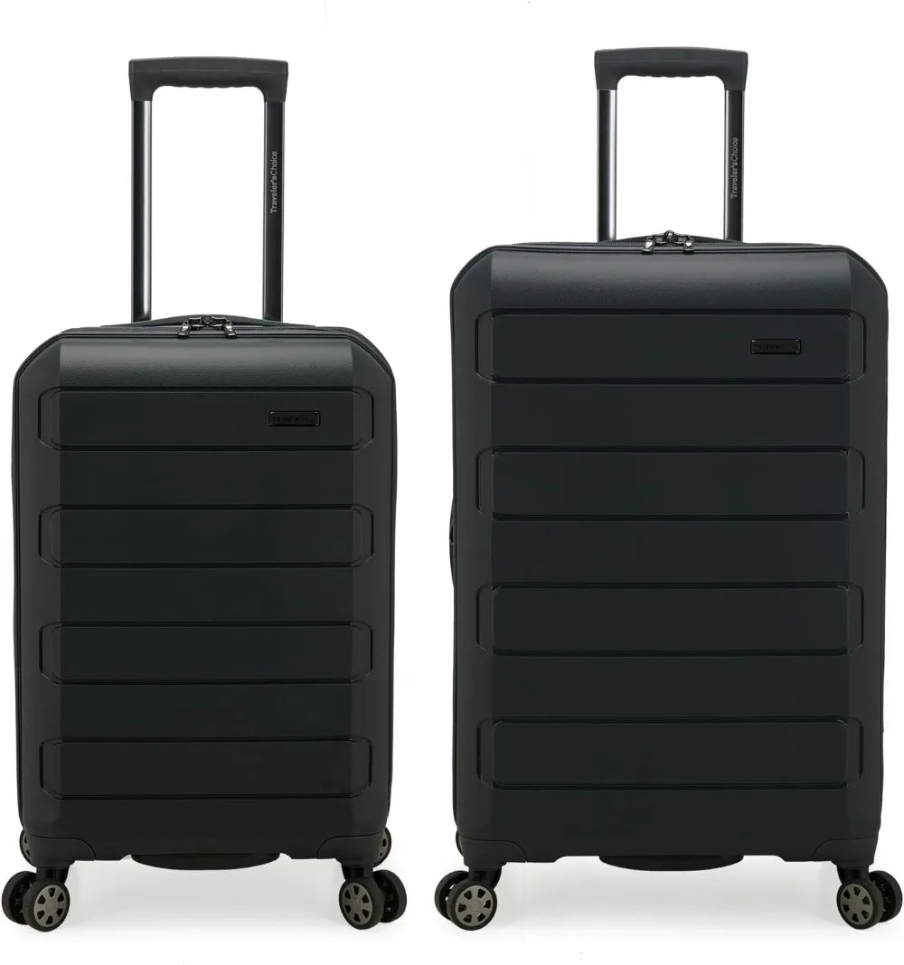 

Traveler's Choice Pagosa Indestructible Hardshell Expandable Spinner Luggage, Black, 2 Piece Set