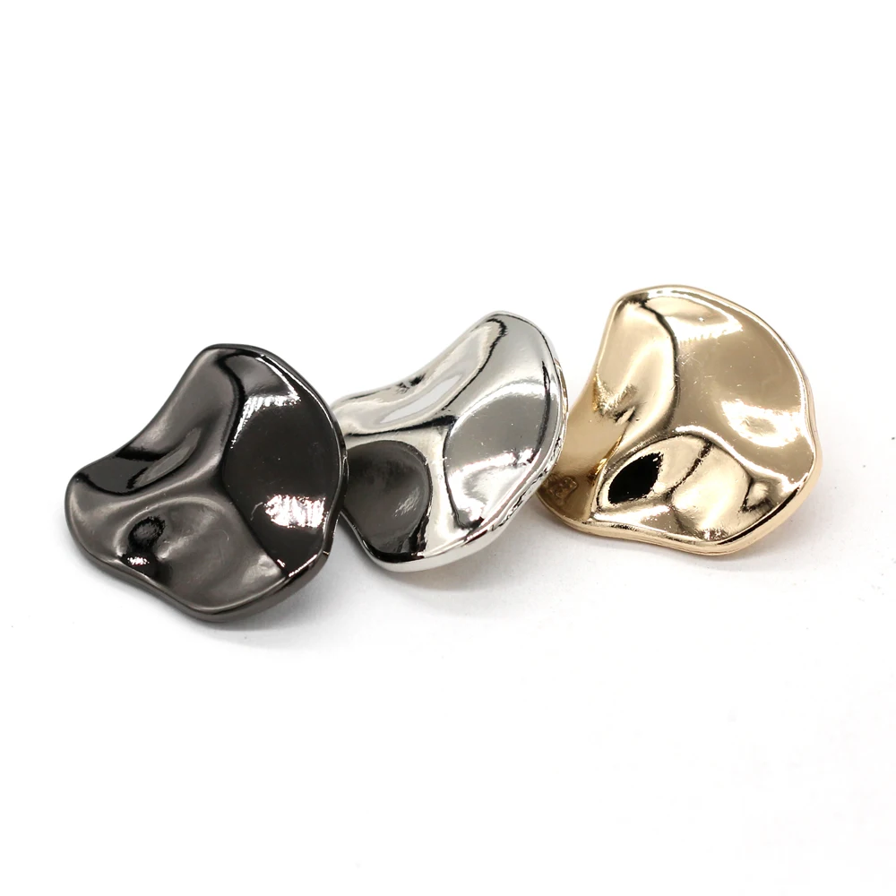 EQUBO 6Pcs 19/24mm Irregular Shape High Light Gold Metal Buttons for Garment Fashion Women Coat Jacket Knitwear Bags DIY Crafts