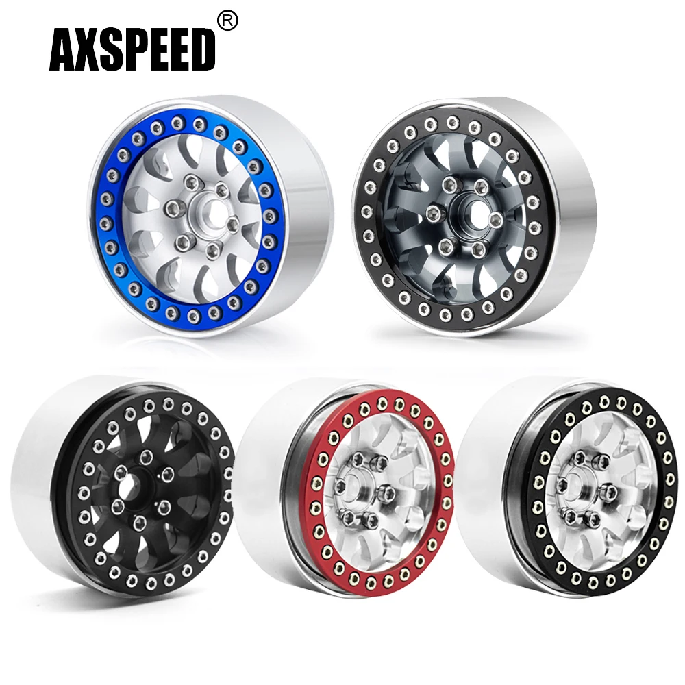 

AXSPEED 4Pcs Aluminum Alloy 1.9 inch Beadlock Wheel Rims Hubs for Axial SCX10 CC01 D90 1/10 RC Crawler Car Truck Upgrade Parts