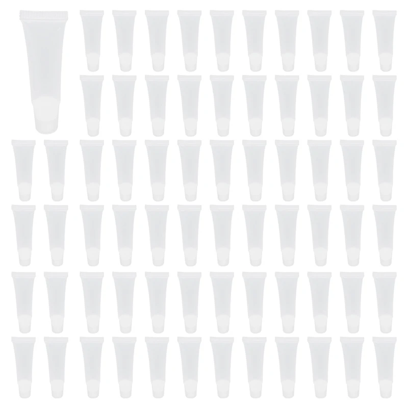 100 Pcs 10Ml Distribution Bottle Lip Gloss Tubes, Empty Clear Lotion Containers Tubes For Cosmetics DIY, Oblique Mouth