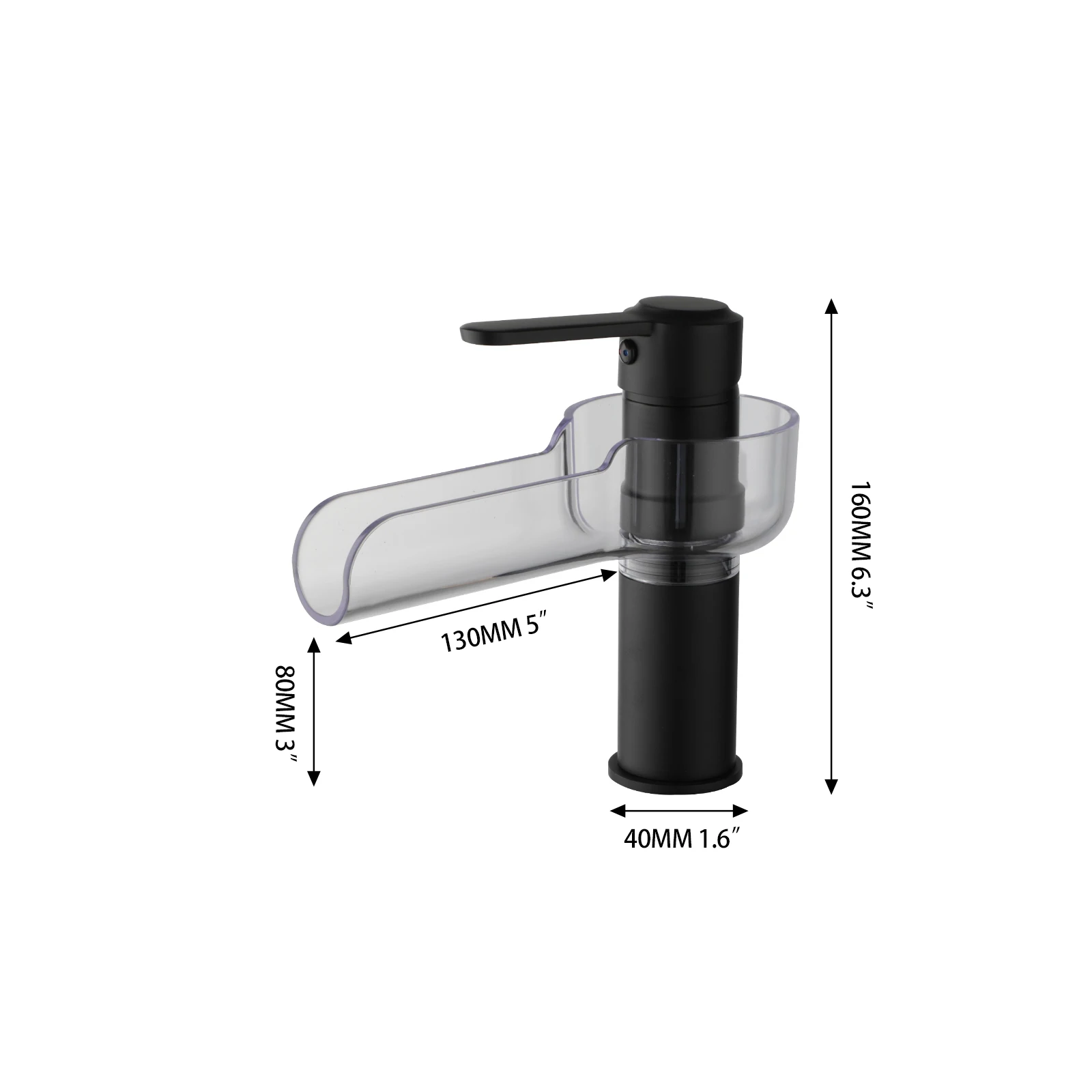 SINLAKU Bathroom Basin Faucet Multiple Styles Waterfall Outflow Unique Designs Deck Mount Black/Chrome Hot Cold Water Mixer Taps