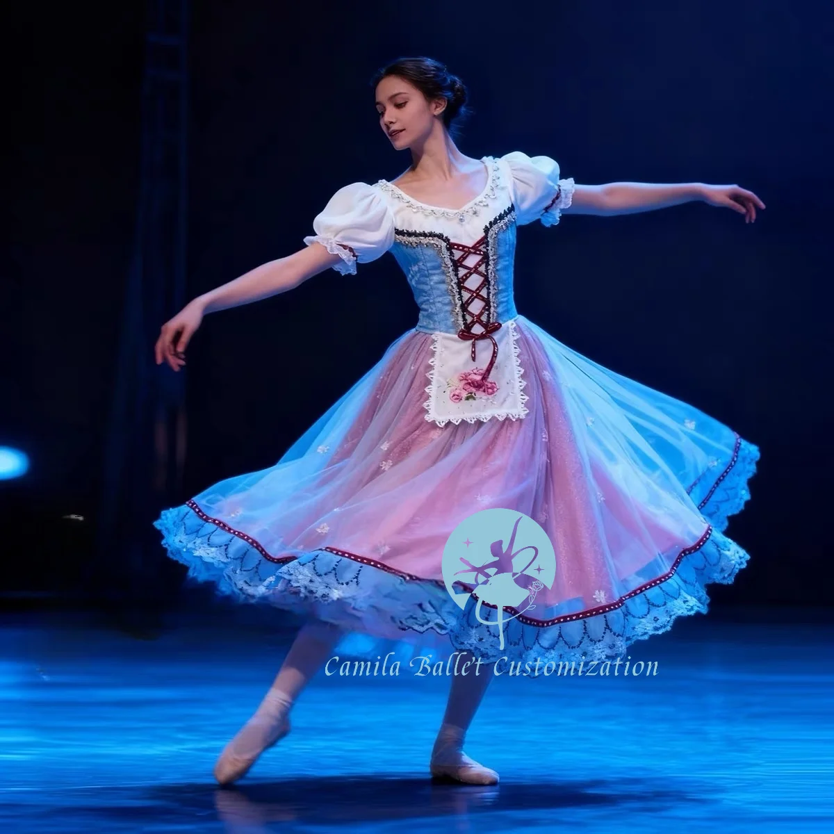 Newly tailored Giselle farmer's daughter ballet competition performance long gauze skirt, suitable for both adults and children