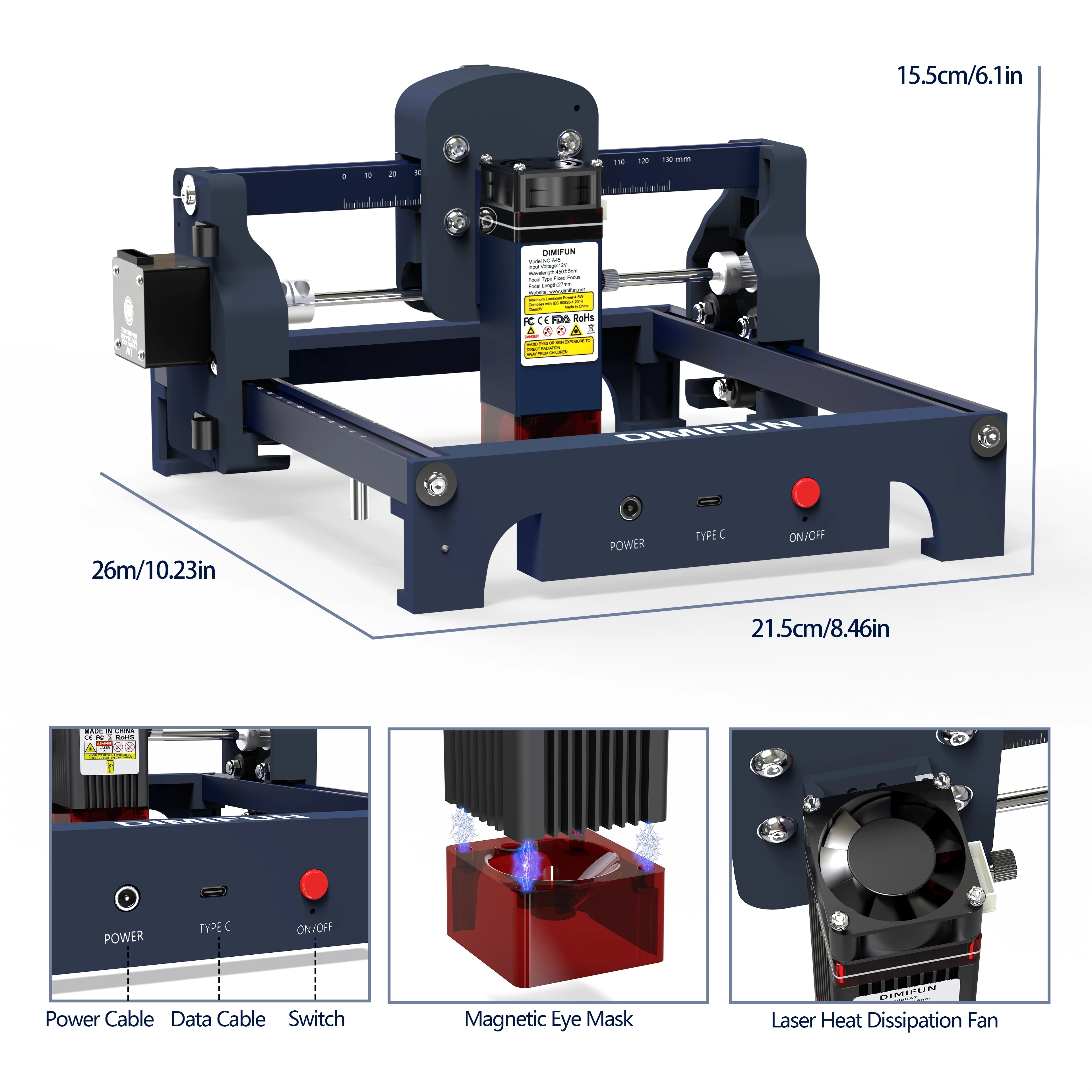 7W entry-level small laser engraving machine, DIY portable laser engraving machine. Can engrave wood, stainless steel, and glass view 4