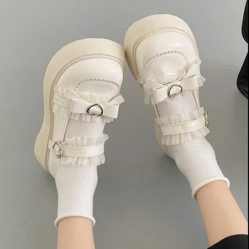Cosplay Heel Beige Black Loafers Platform Talon Femme Escarpins Japanese Kawaii Lolita Shoes JK Uniform Pumpd Mary Janes Dress