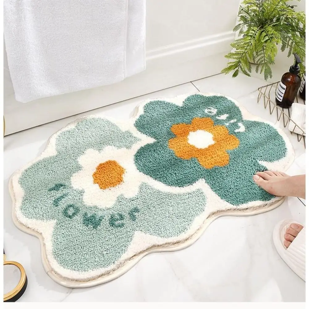 Fresh Non-slip Flower Floor Mat Absorbent Soft Blanket Imitation Cashmere Comfort Flower Carpet for Bedroom Bathroom