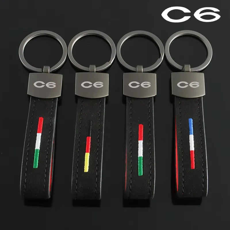 Car Key Chains Suede Key Rings Holder for Citroen C6 Logo XSARA C4 C5 C3 C-elysee C-zero Dyane Auto Keyring Pendant Accessories