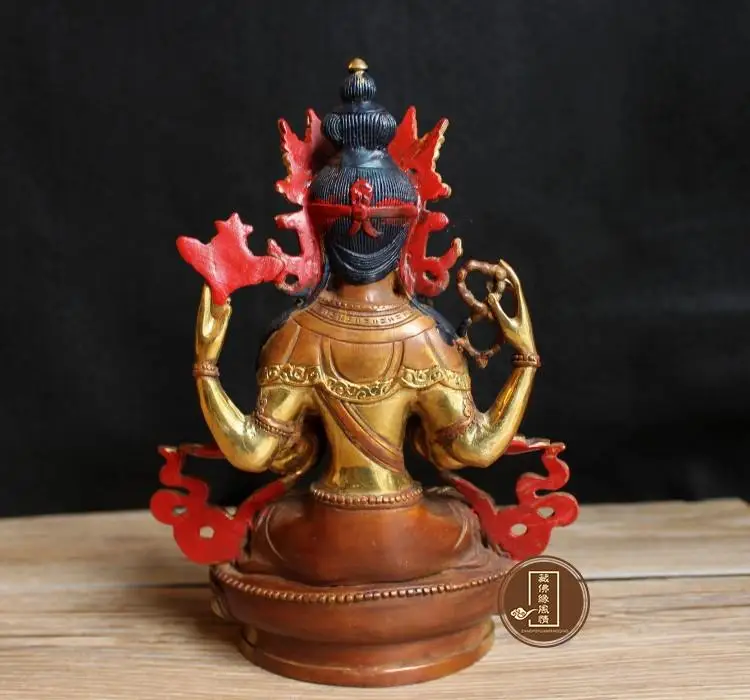 RELIGIOUS BUDDHA FIGURE # HOME OFFICE EFFICACIOUS TALISMAN HOUSE PROTECTION # 22CM TIBETAN BUDDHISM BRASS  BUDDHA STATUE