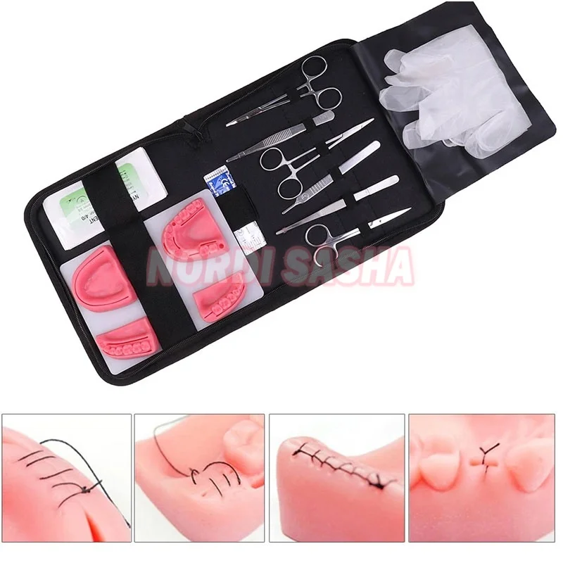 

1 Bag Dental Surgical Suture Training Model Kit Dentistry Practice Model Training Pad Scissors Tool Teaching Operate Kit