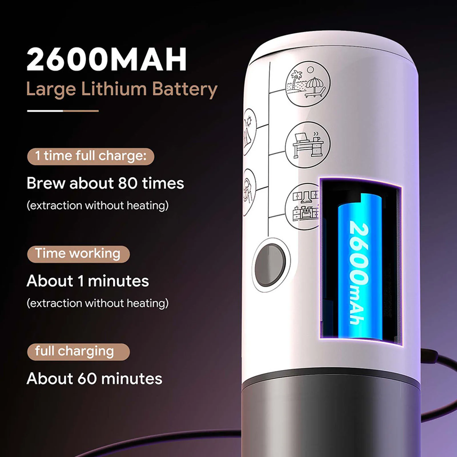 Портативная кофеварка, электрическая кофемашина под давлением 17 бар для путешествий на открытом воздухе, отсек для порошка и капсул