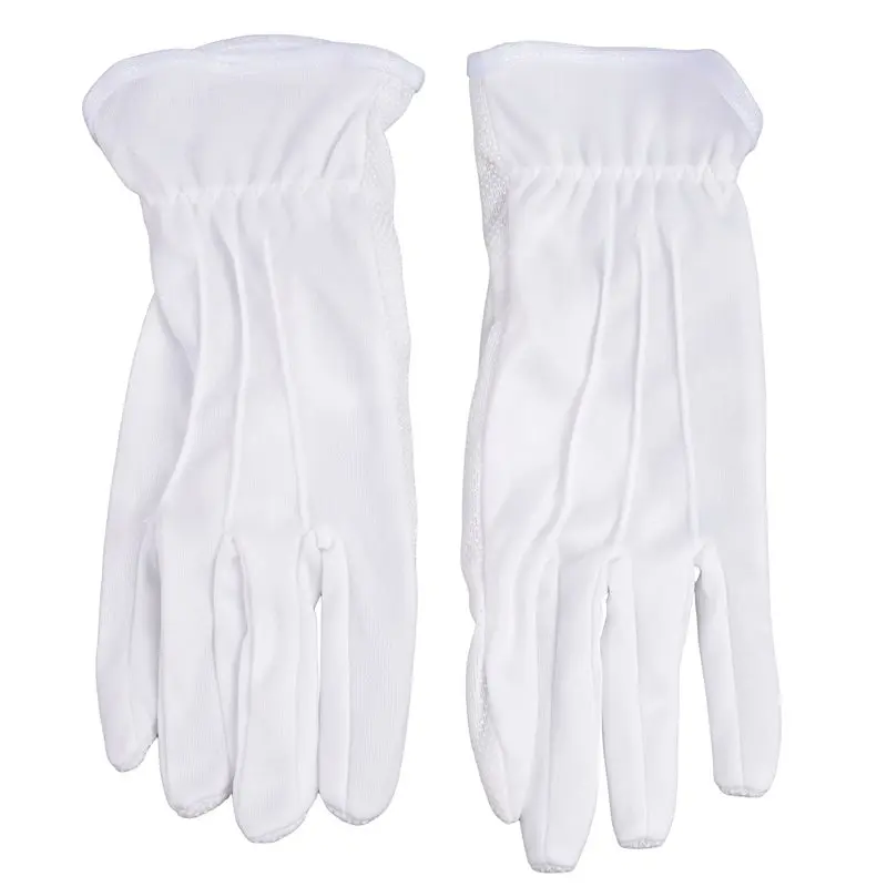 A01K-Pair Protective Anti-Slip White Cotton Work Driving Gloves