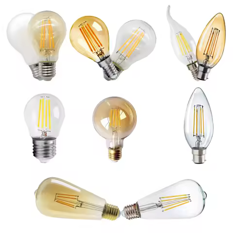 8PCS LED Filament Vintage Ampoule Incandescent Bulb Edison LampE27 E14 B22 Retro Edison Light Bulb AC220V A60 G45 ST64 2700K