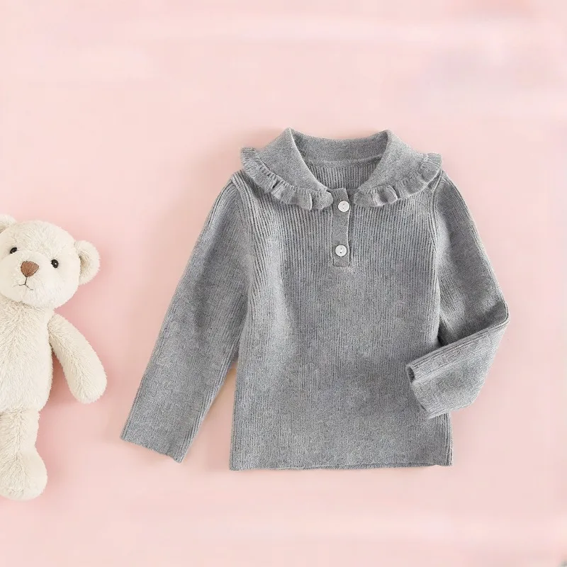 

Toddler Girl Polo Shirt Knit Sweater Winter Warm Top Fall New Collection Cotton