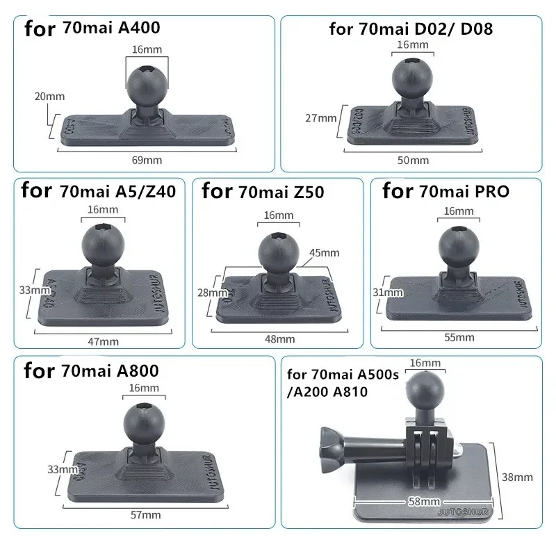 68mm Suction Cup Holder with 16mm ball joint for 70mai PRO A400 D02/D08 A5/Z40 Z50  A800 A810 DVR Holder