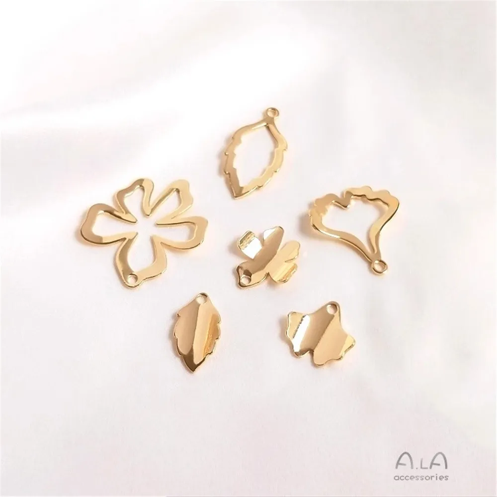 

14K Gold Color Preservation Leaf Pendant Hollow Small Flower Apricot Leaf Earrings Pendant Diy Handmade Jewelry Accessories