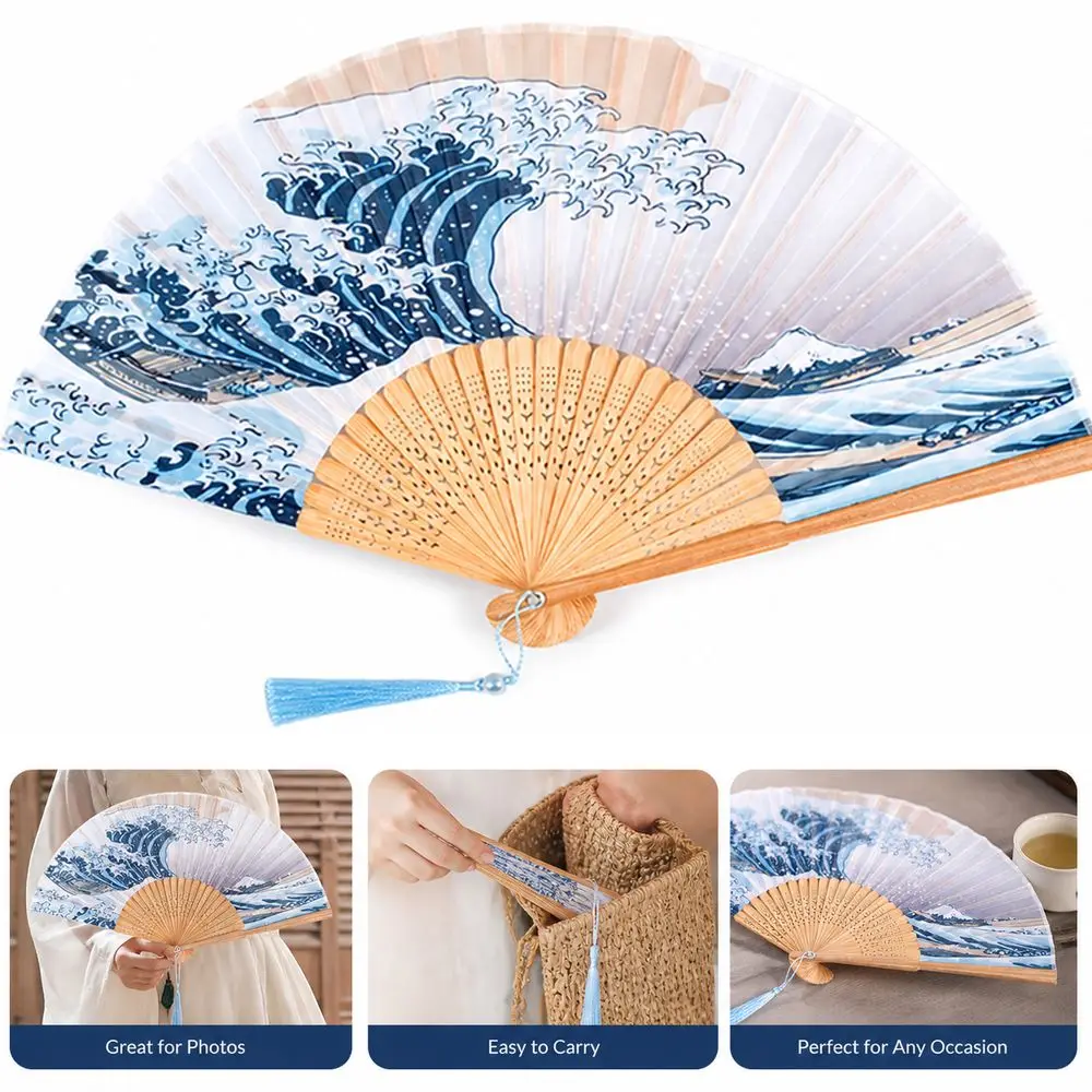 New Bamboo Ribs Handheld Folding Fan Portable Foldable Decorative Bamboo Fan Lightweight Traditional Hand Fan Cultural Events