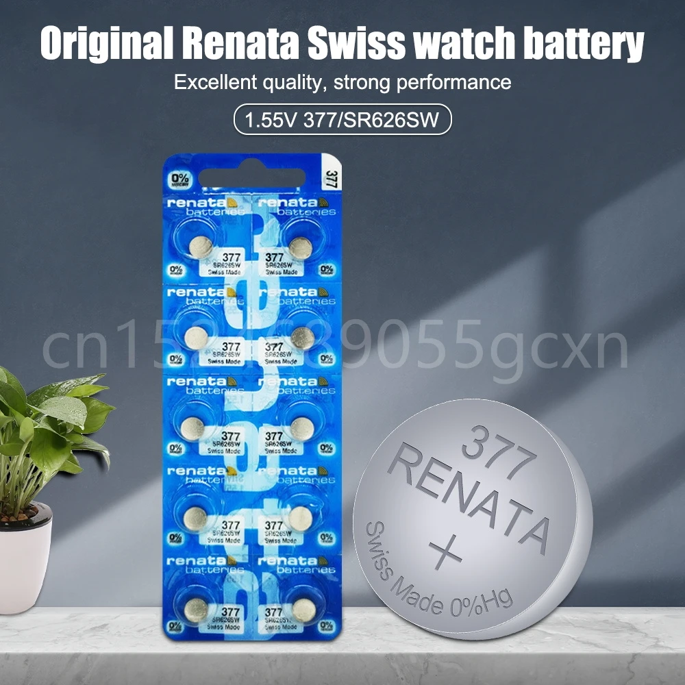 Renata 377 SR626SW AG4 LR626 SR66 V377 Button Coin Cell 1.55V Silver Oxide Watch Battery for Camera Alarm Swiss Made