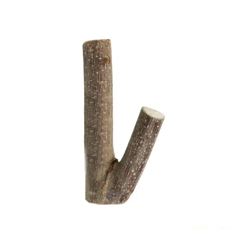 QX2E Vintage Tree Branch Wall Hook Rustic Decorative Wooden Adhesive Hooks for Key Holder Bag Hat Coat Rack Home Decoration