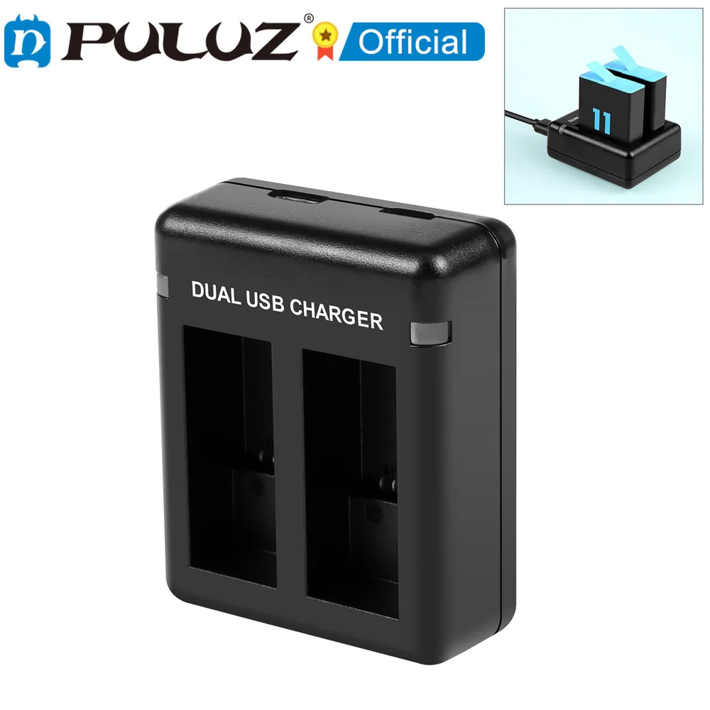 Puluz usb Dual-Batterie-Ladegerät für gopro hero11 schwarz/hero9 schwarz/hero10 schwarz