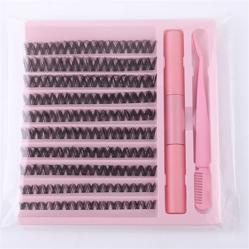 Extensiones de pestañas hechas a mano de 90 grupos, longitudes mixtas, fácil recogida, Material de extensión de pestañas duradero con kit de herramientas