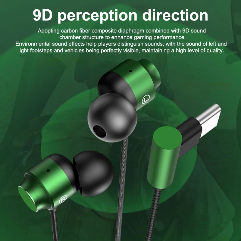 Metal Elbow Gaming Headphones In-ear 3..5mm/type-c Wire-controlled Headphones Comfortable In-ear Students General Music Calls