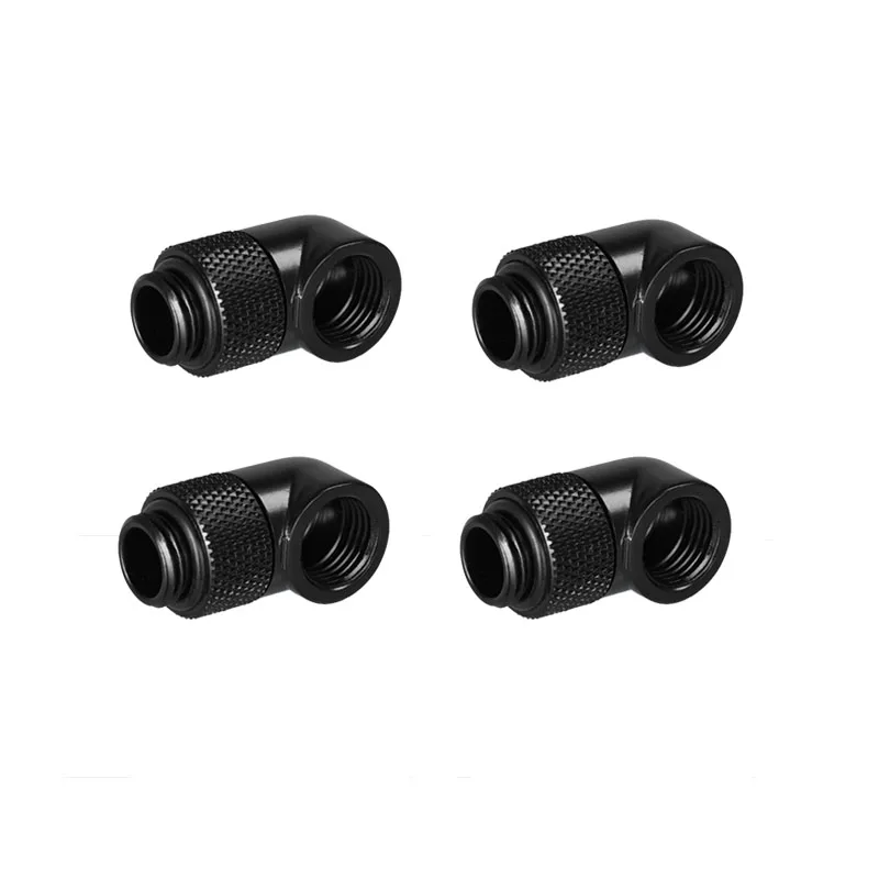 PC chłodzenie wodne 90 stopni obrotowe złączki żeńskie do męskiego F-M twarda rura złączka G1/4 ''złącze czarny/srebrny 2/4/6/8 sztuk — zdjęcie produktu 6