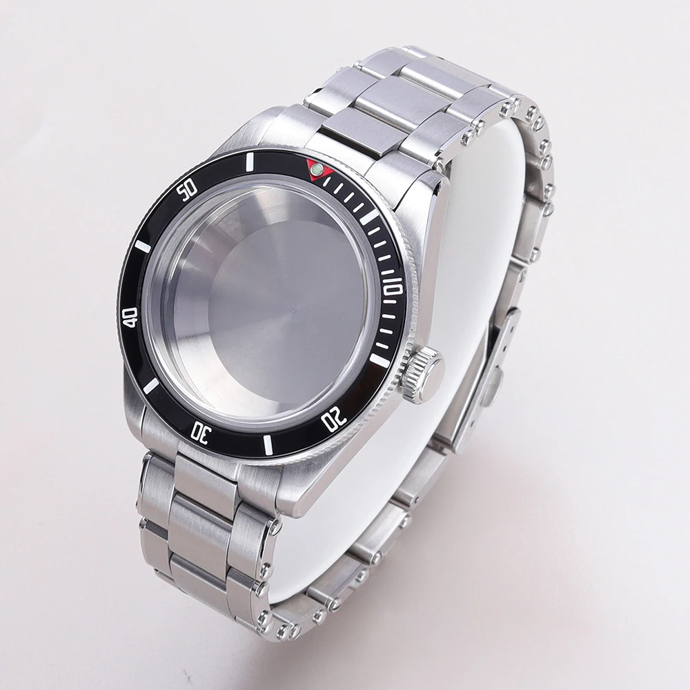 

39mm Silver Watch Case Stainless Steel Strap With Bezel For Nh35 Nh36 4R Nh34 Nh70 Movement Waterproof Case Domed Sapphire Glass