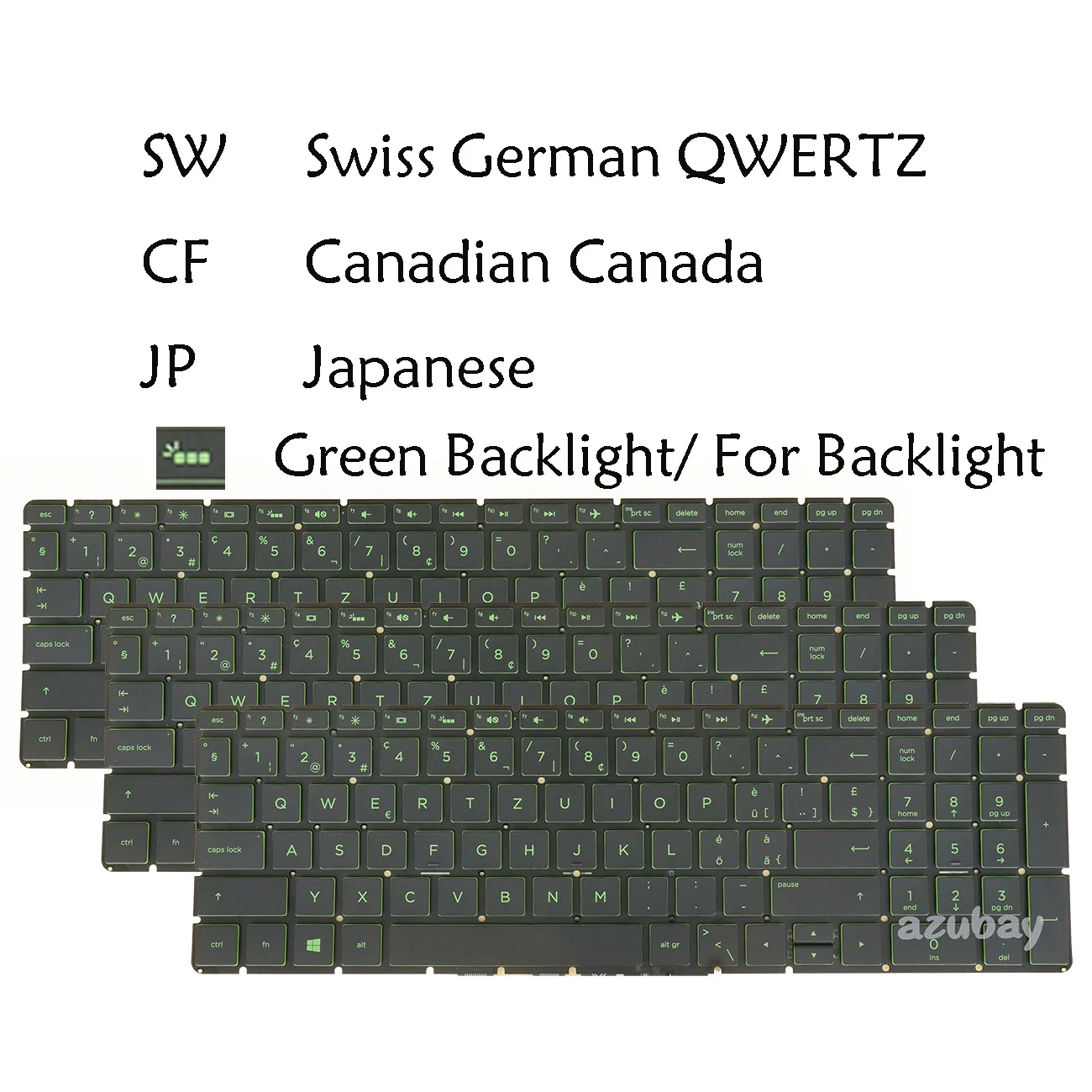 Swiss CH QWERTZ Canadian Japanese Keyboard For HP AEG75S01110 NSK-XDHBQ ,home 15q-by000 15-rb000 15-ra000 Green Backlit