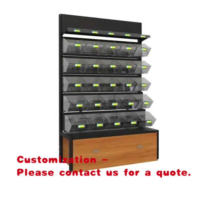 custom.Single Side Bulk Snack Dried Fruit Candy Rack With Acrylic Candy Display Racks
