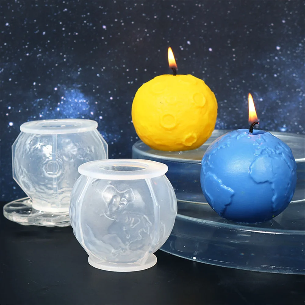 3D DIY Candle Mould Earth Design Light Silicone Round Irregular Mold Desktop Planet Night Light Decor Epoxy Resin Making Mold