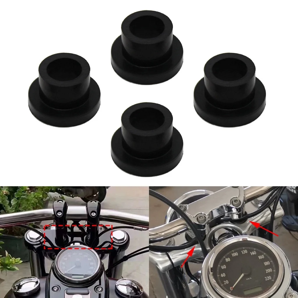 4pcs Motorcycles Handlebar Clamp Bushing Kit Black Motorbike Rubber Handle Riser Bushings For Harley Touring Glide Sportster