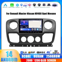 Android 14 dla Nissan NV400 Opel Movano Renault Master III 3 2010-2019 Samochodowy odtwarzacz multimedialny Radio Bezprzewodowe Carplay Wideo GPS