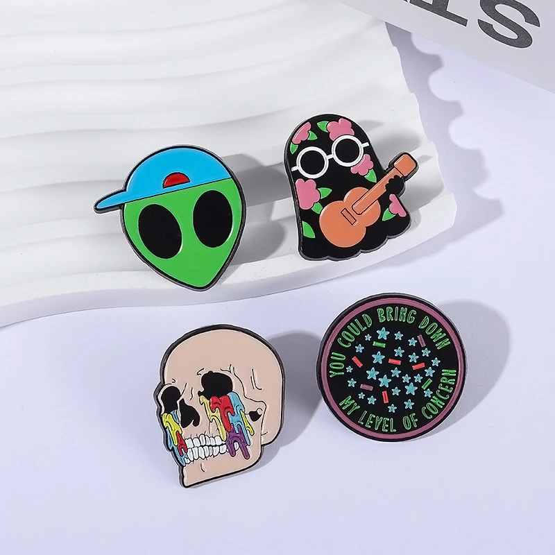 2-5Pcs/Set Punk Halloween Capybara Pumpkin Skull Bowknot Brooch Enamel Pins Cute Doctor Cat Brooches Lapel Badge Jewelry Gifts