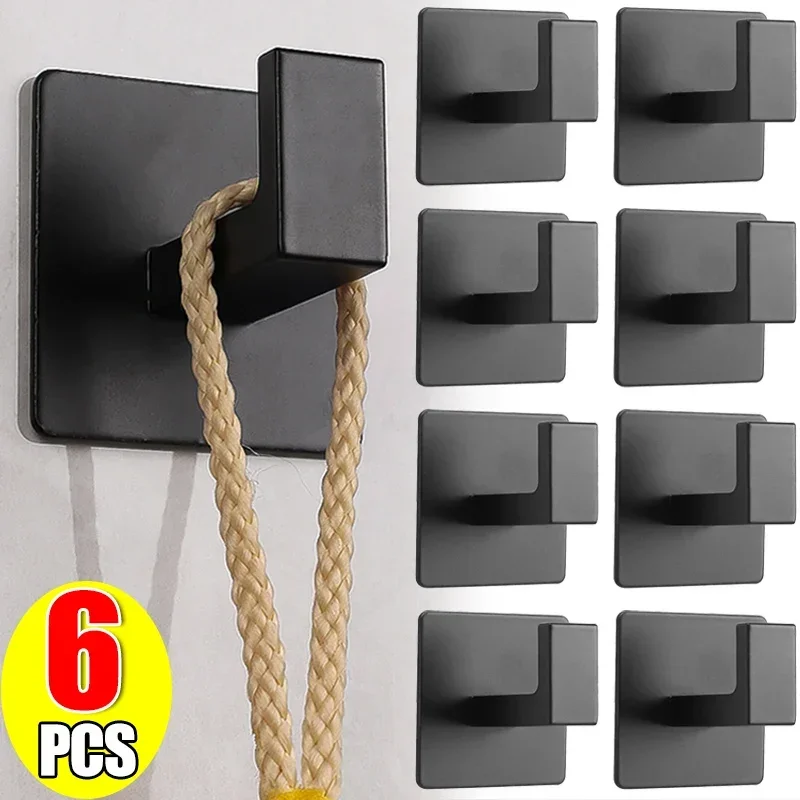 

1/6Pcs Strong Self-Adhesive Wall Hooks Keys Bag Shower Robe Hanging Holder Clothes Coat Hanger Towel Rack Kitchen Bathroom Hook