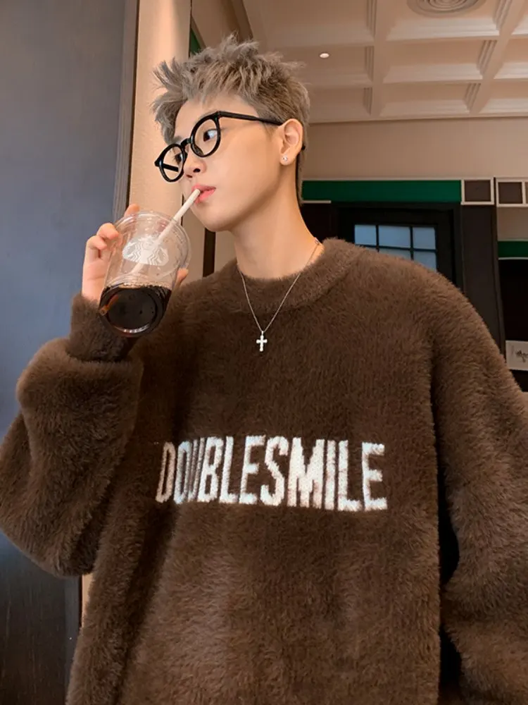 

Мужской вязаный свитер с круглым вырезом, весенне-осенний, теплый, шерстяной, свободный, удобный, дышащий, модный