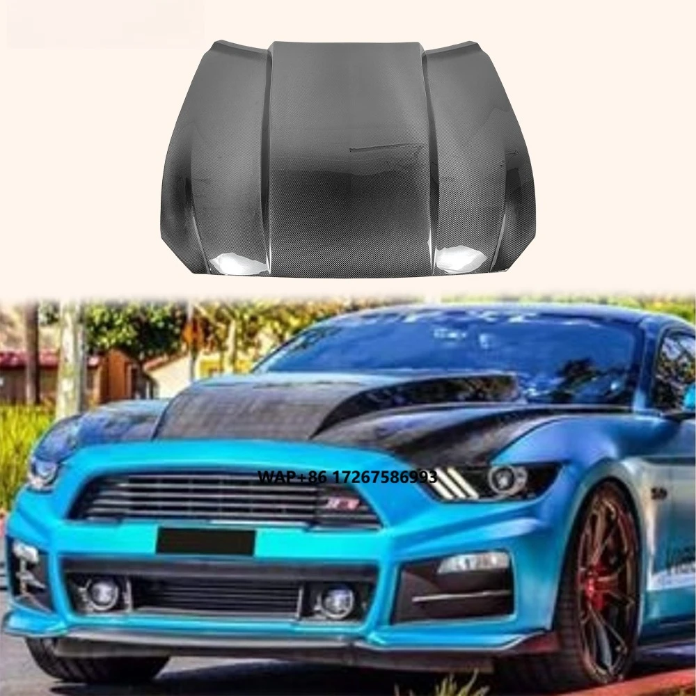 

For Ford Mustang 2Dr 15-17 Carbon Supercharged Style Front Vented Cooling Hood