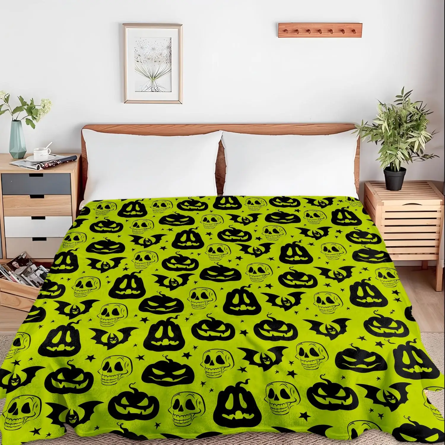 1PC Halloween theme New design Pumpkin Skull Bats Throw Blanket All Saints Day Gifts for Couch Bed Car Camping all season use