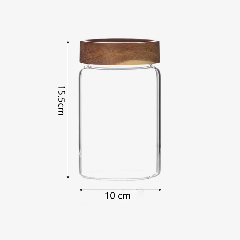 950ml Wood Lid Glass Airtight Canister Kitchen Storage Bottles Jars Food Container Grains Coffee Beans Grains Candy Containers