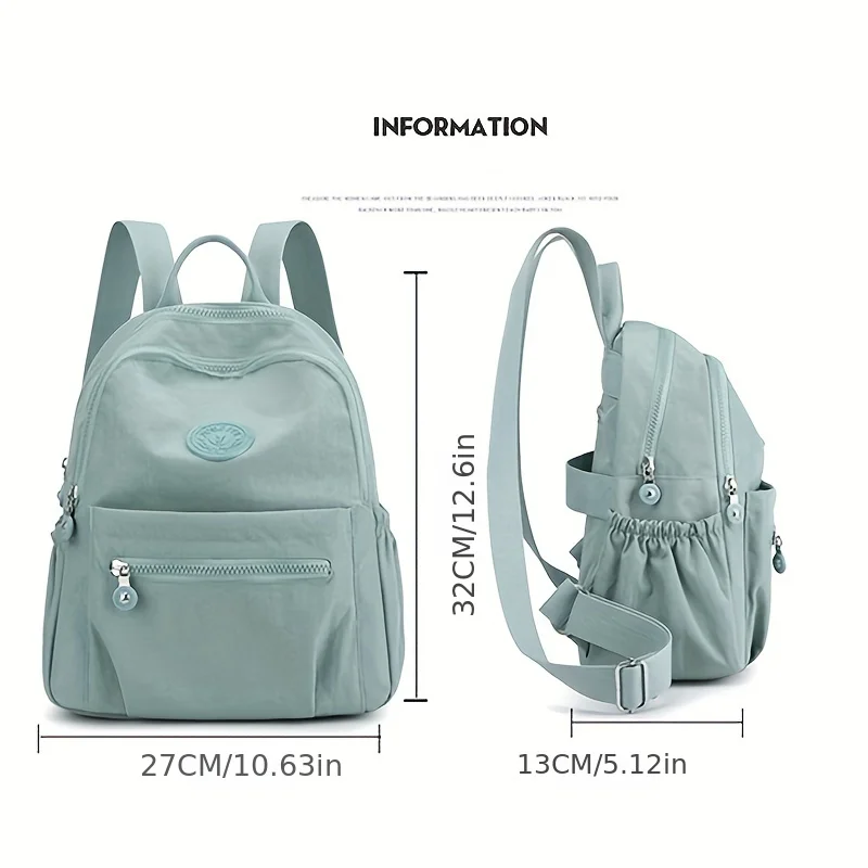 Solid Color Nylon Backpack, Lightweight Travel School Bag, Fashion Daypack For Work，Travel bag Can Be Hung In Luggage