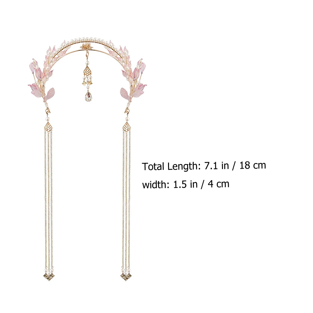 

1pc Hair Crown Chinese Style Vintage Headwear Tassel Accessories for Women Wedding Party Hanfu Costume Retro Photo Hair