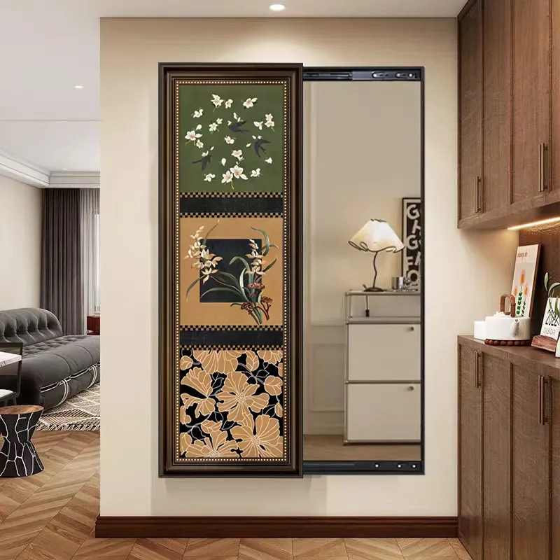 Classic Hidden Full Body Mirror Push Pull Wall Mounted Decorative Entrance Fitting for Home Hallway