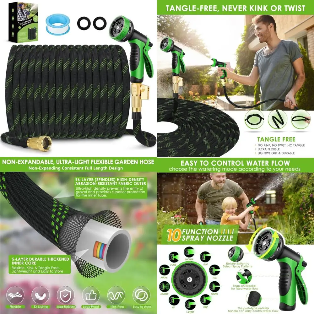 

Ultra Lightweight 75ft Expandable Hose with 10-Pattern Spray Nozzle, Kink-Free and Super Flexible for Lawn and Garden Use