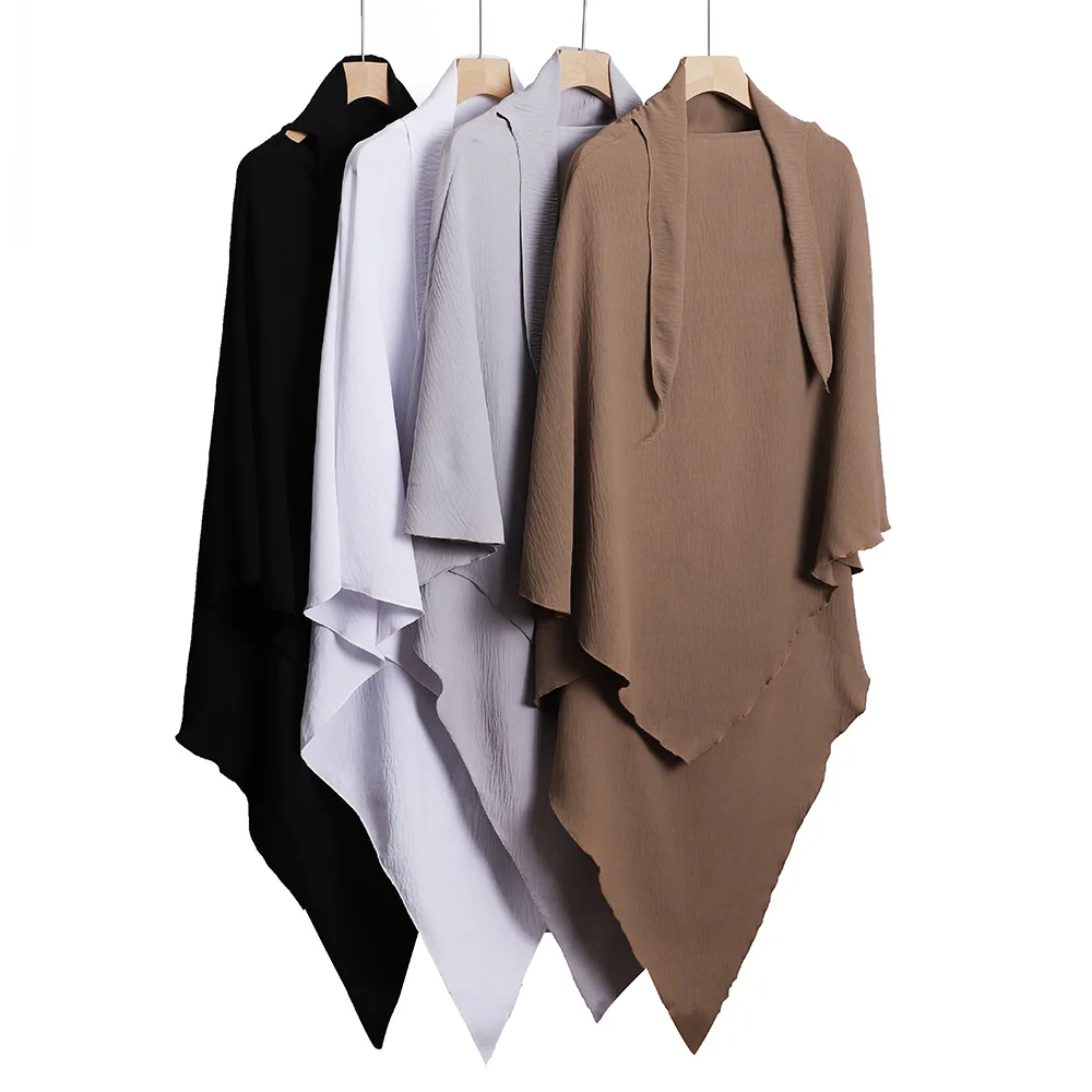 Eid Ramadan Een Laag Crêpe Lange Khimar Hoge Kwaliteit Moslim Islamitische Kleding Gebed Hijab Sluier Mouwloze Tops Boerka Abaya Sjaal