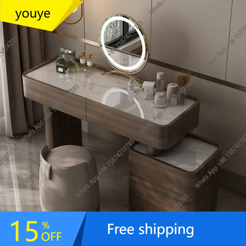 N65 Italian light luxury designer high-end walnut color dresser modern minimalist bedroom small apartment retractable makeup tab
