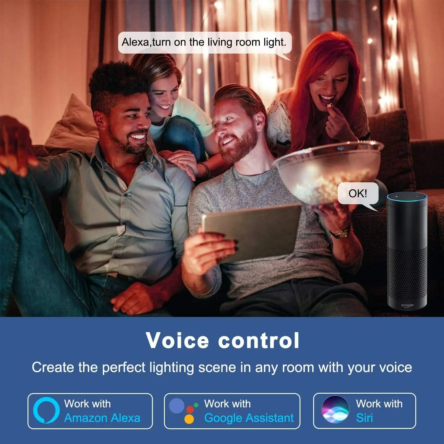 Bombilla LED inteligente Wifi 9W(60W) A19 850LM RGBW regulable para Alexa/Google/Siri